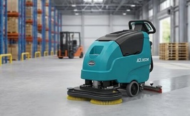 Walk-behind scrubber for logistics and offices